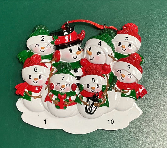 Happy Cheery Snowman Family of 8
