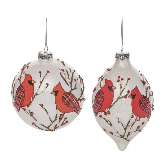 Glass Painted Cardinal Ornament