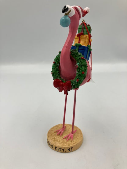 Flamingo With Wreath & Presents Ornament