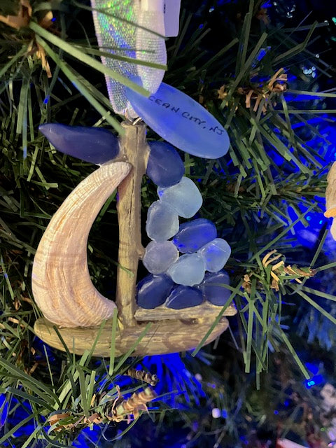 Sea Glass Sailboat Ornament