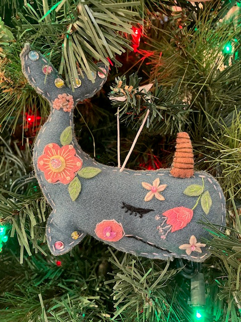 Blue Narwhal Ornament