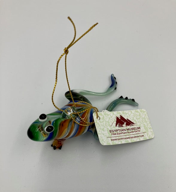 Multicolor Frog Egyptian Glass Ornament