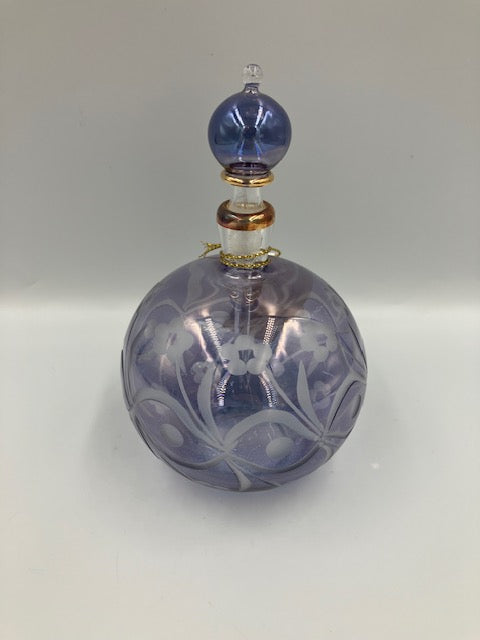 Perfume Bottle Clear Etch Egyptian Glass