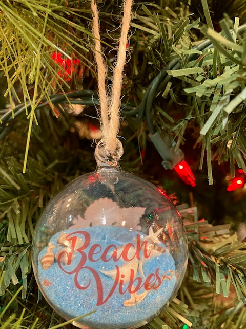 Beach Vibes Glass Ball Ornament