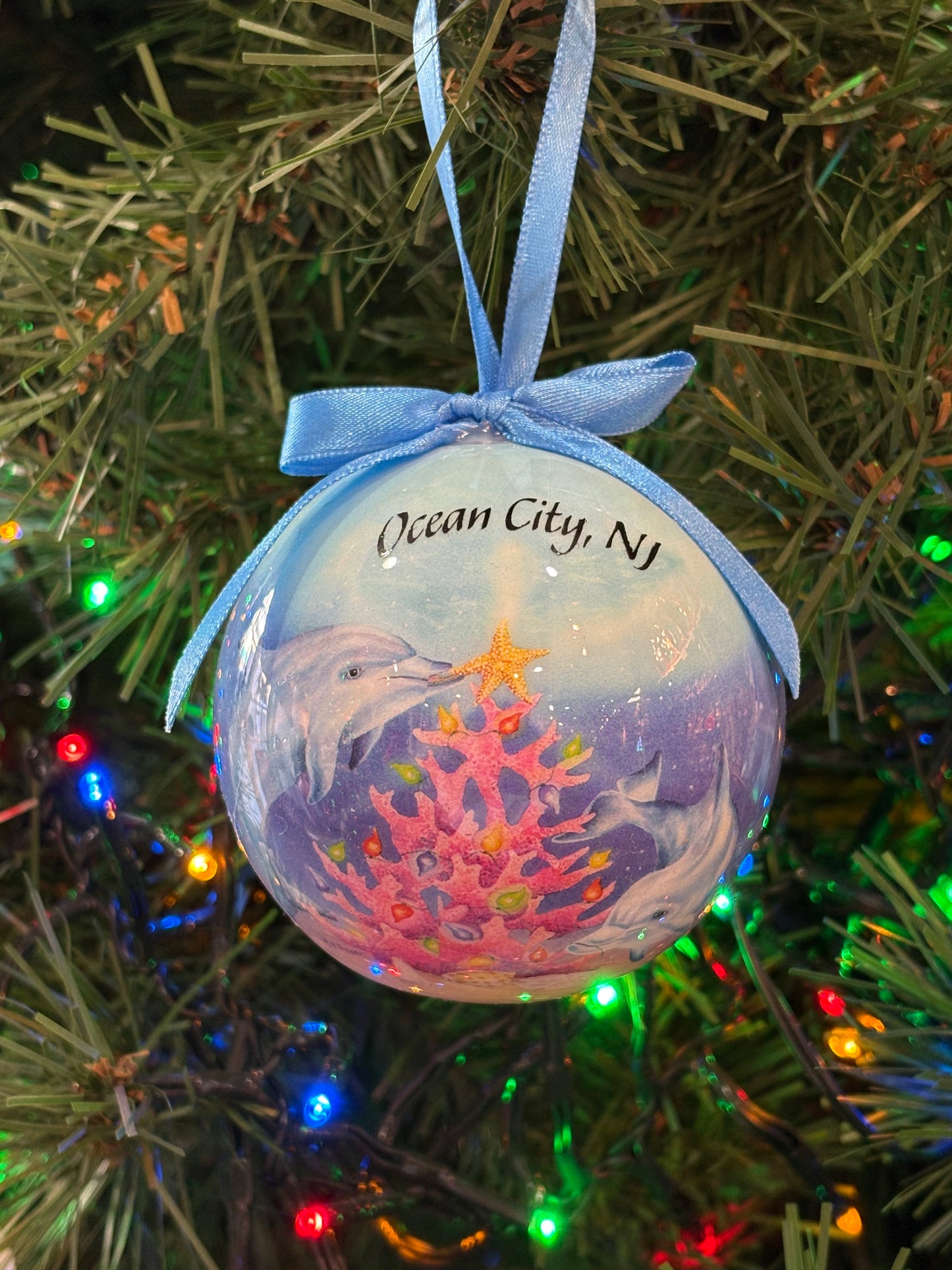 Dolphins & Coral Tree Ball Ornament