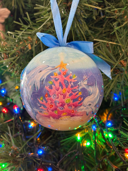 Dolphins & Coral Tree Ball Ornament