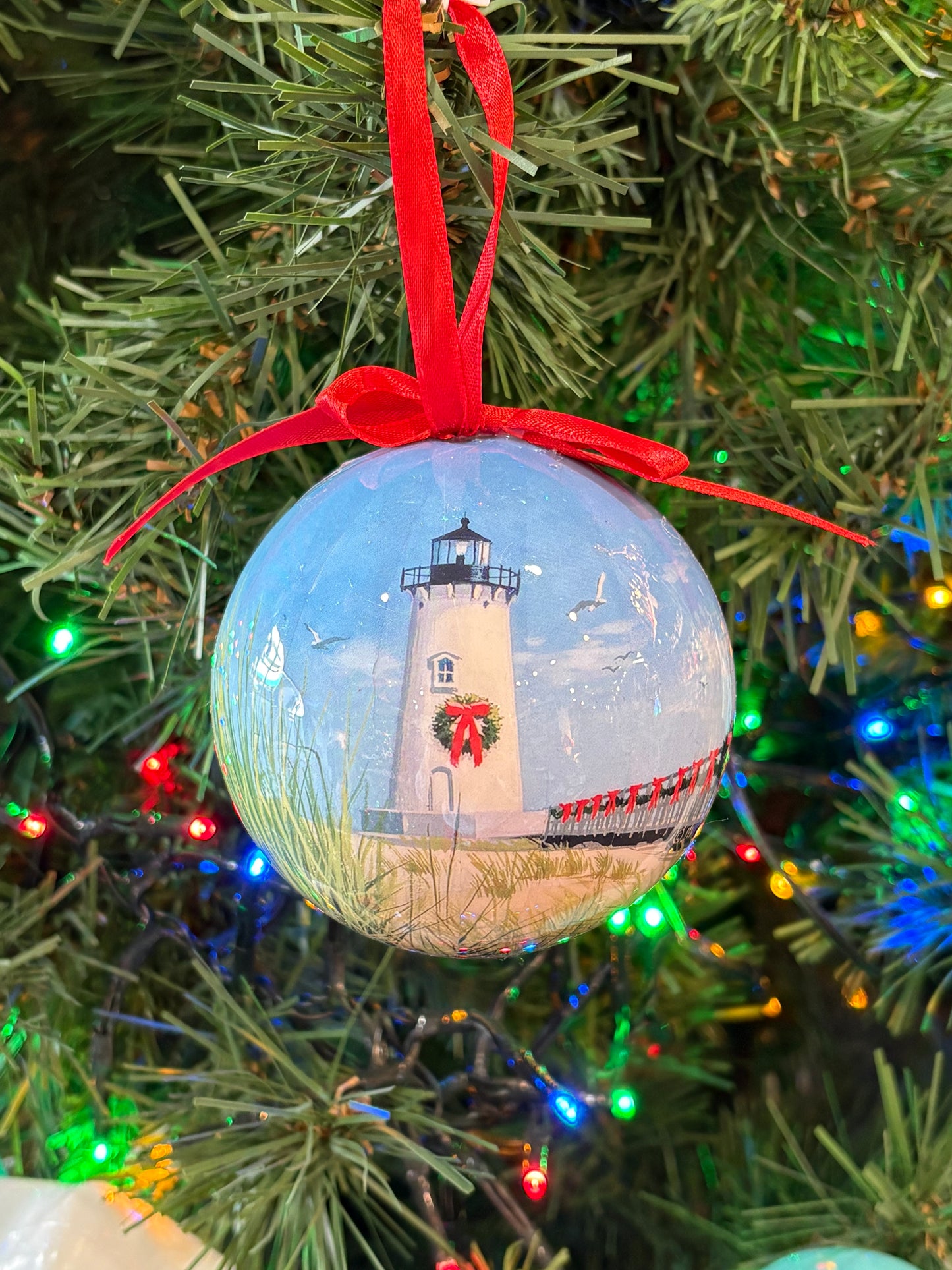 Lighthouse on Dunes Ball Ornament