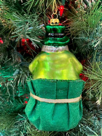 Glass Irish Santa Ornament