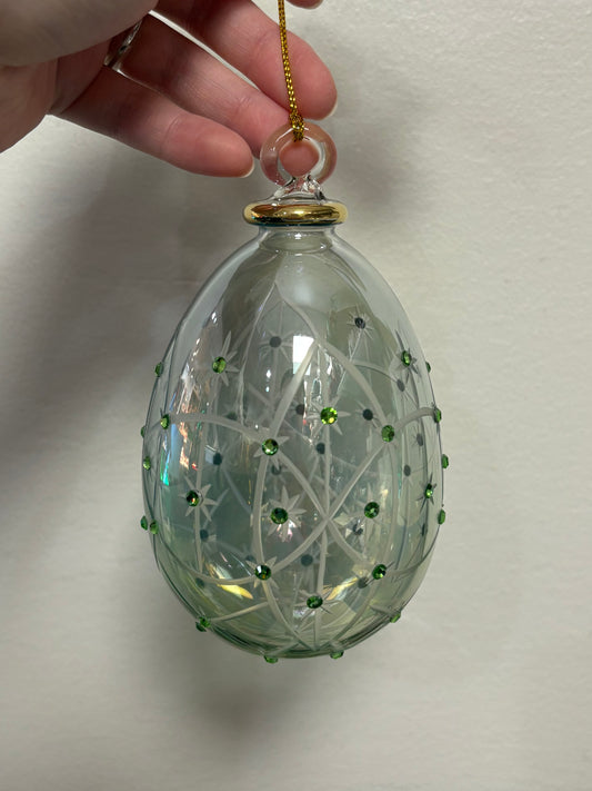 Crystal Chaton Egg Shape Egyptian Glass Ornament