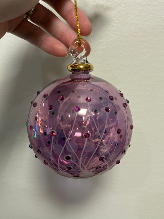 Crystal Chaton Floral Ball Egyptian Glass Ornament