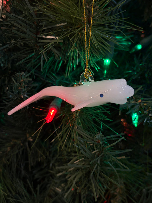 Beluga Whale Egyptian Glass Ornament