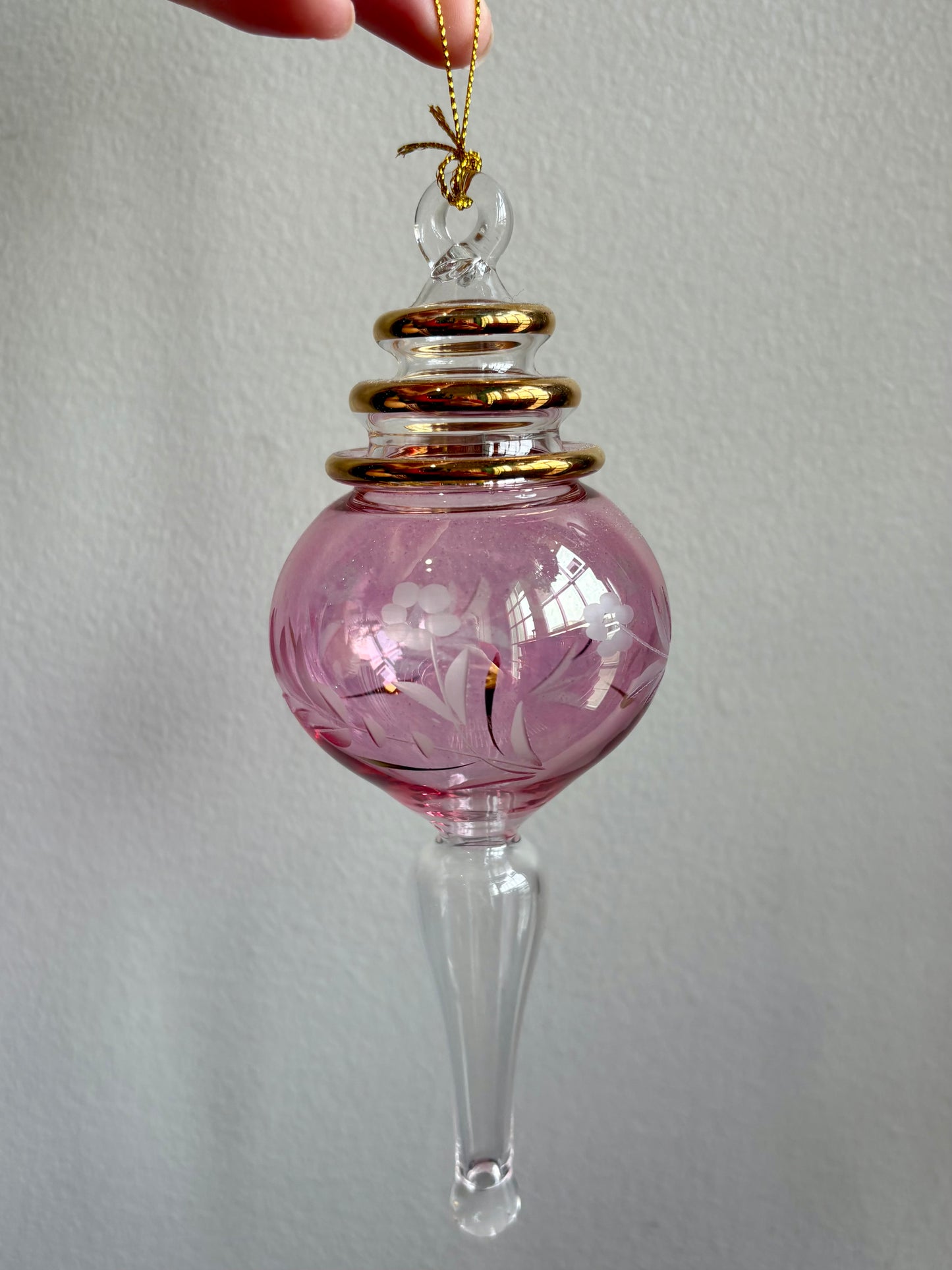 Mid Etch Heart Shape Egyptian Glass Ornament