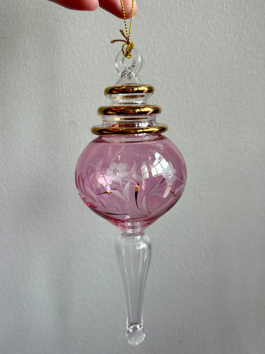 Mid Etch Heart Shape Egyptian Glass Ornament