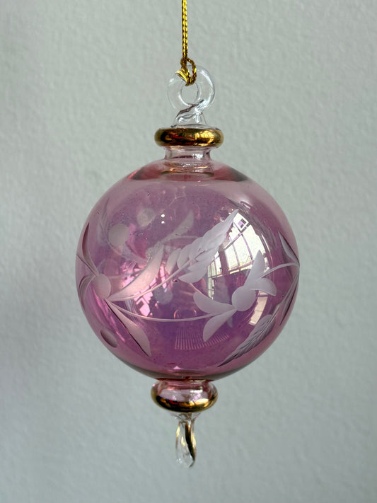 Sm Etch Ball Egyptian Glass Ornament