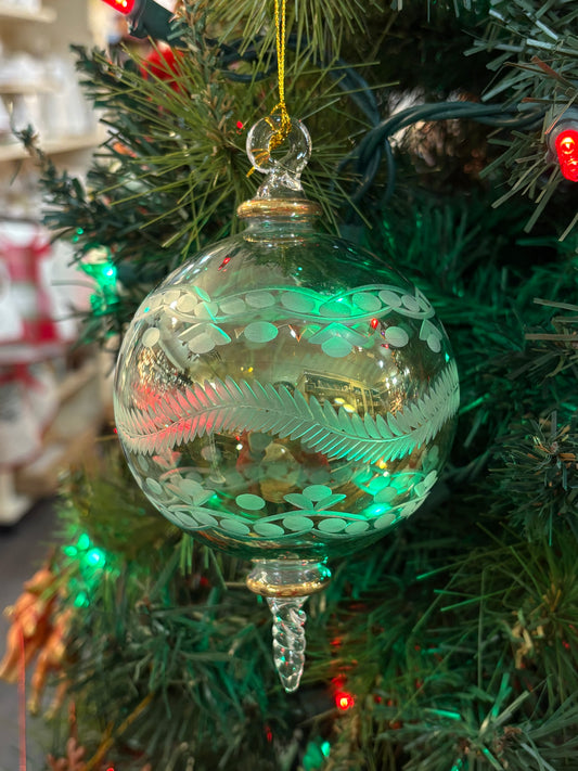 Clear Ball w/ Tail Egyptian Glass Ornament