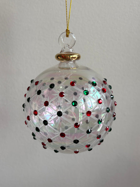 Crystal Chaton Iris Ball Egyptian Glass Ornament