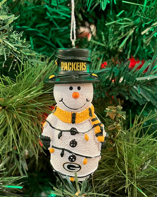 Packers Snowman With Lights Ornament