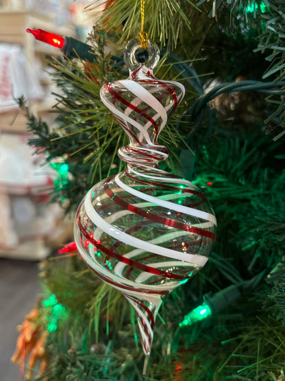 Full Red White Crown Egyptian Glass Ornament