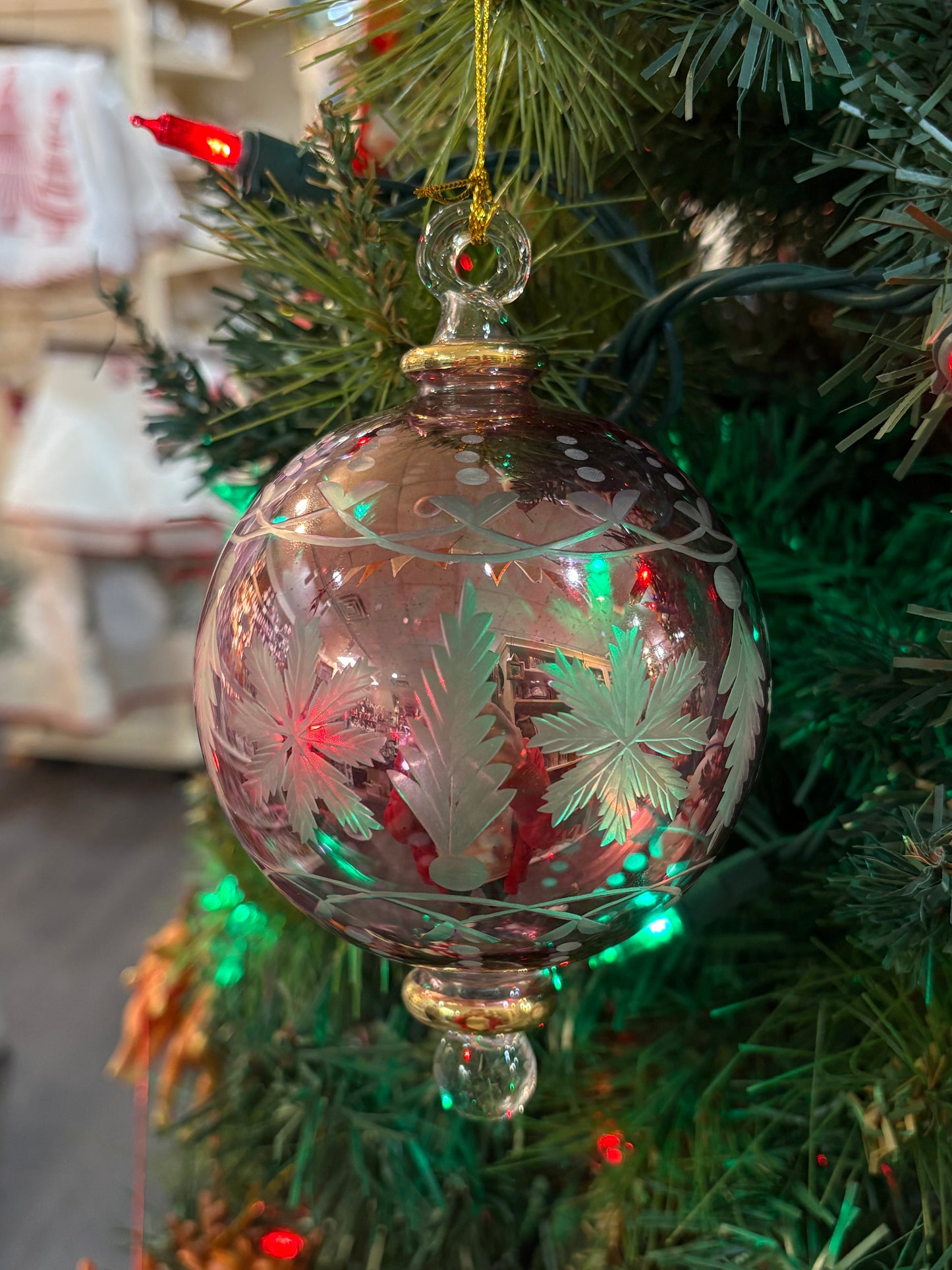 Ball Tree Snowflake Egyptian Glass Ornament