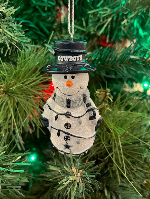 Cowboys Snowman With Lights Ornament