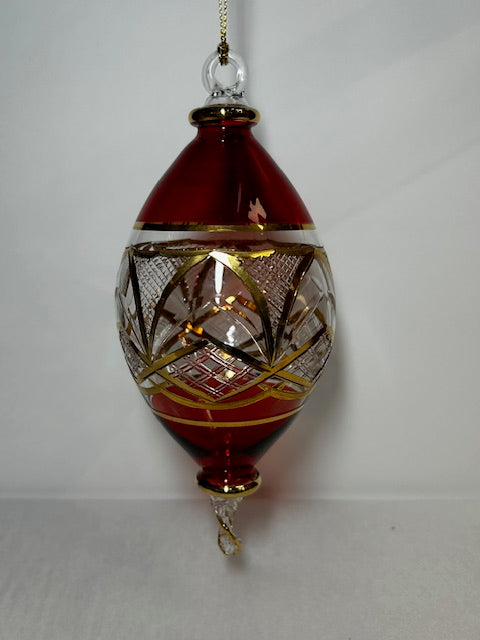 Gold Etch Marquise Egyptian Glass Ornament