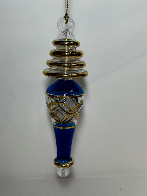 Small Skinny Etch With Rings Egyptian Glass Ornament