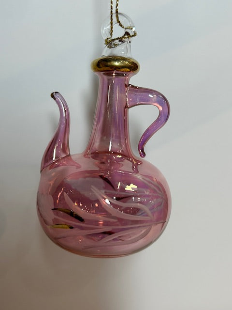 Clear Etch Teapot Egyptian Glass Ornament