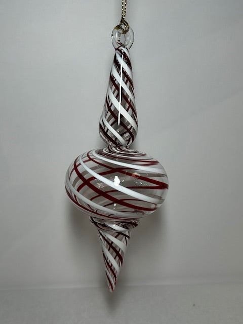 Small Sphere Between Red & White Egyptian Glass Ornament