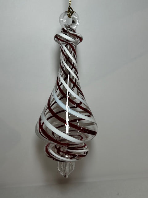 Small Cone Shape Red & White Egyptian Glass Ornament