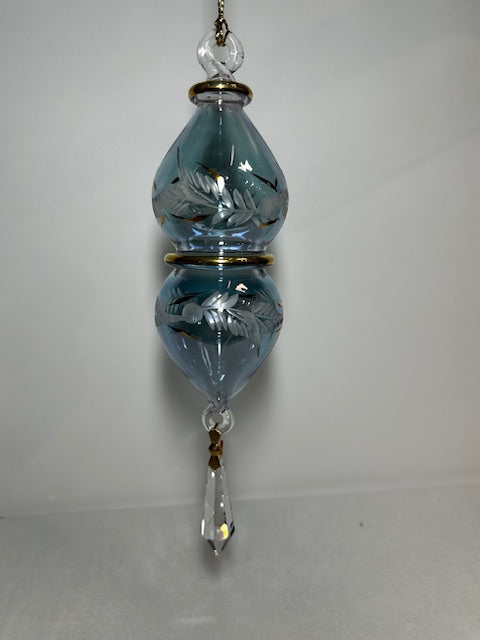 Small Etch Two Cones Egyptian Glass Ornament