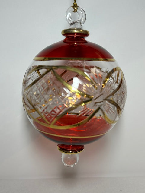 Gold Etch Ball Egyptian Glass Ornament