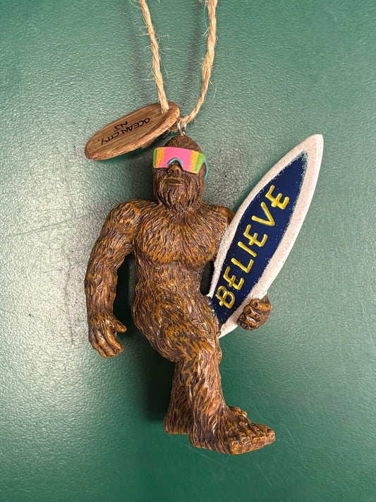 Bigfoot w/ Surfboard Ornament