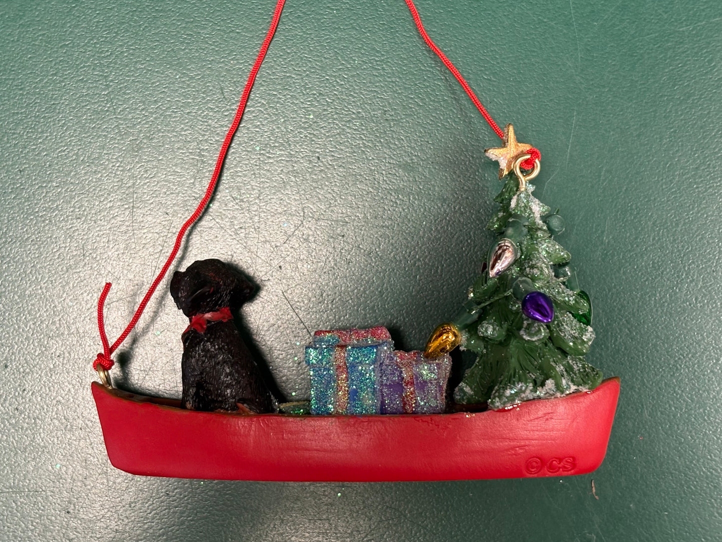 Dog in Canoe w/ Lights ornament