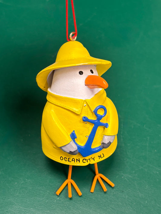 Seagull in Yellow Slicker Ornament