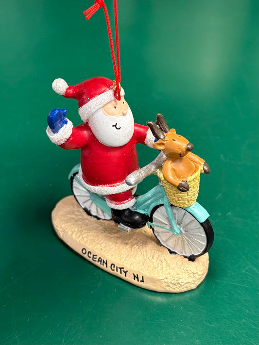 Santa Riding Bicycle Ornament