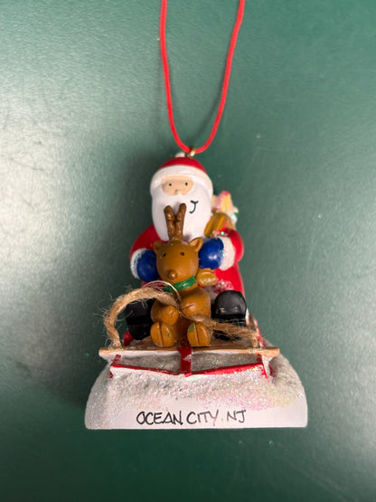 Santa Sledding with Friend Ornament