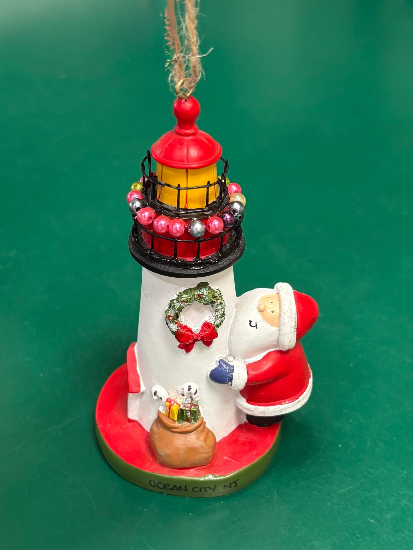 Santa W/ Lighthouse ornament