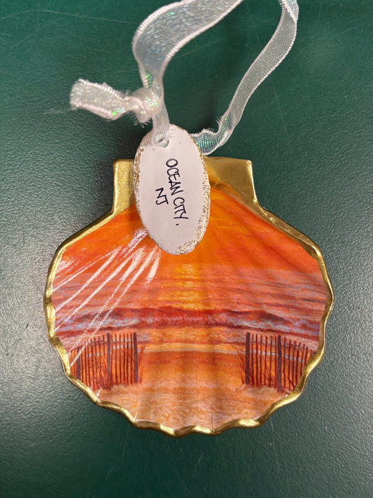Scallop Shell Sunset Beach Ornament