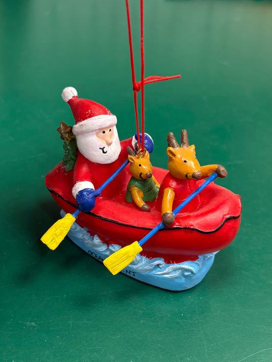 Santa & Friends Rafting Ornament