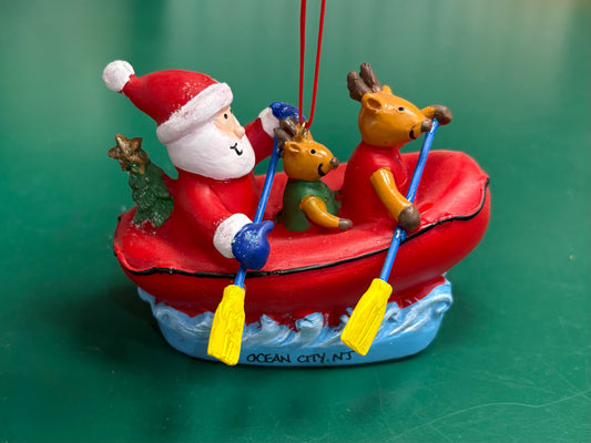 Santa & Friends Rafting Ornament