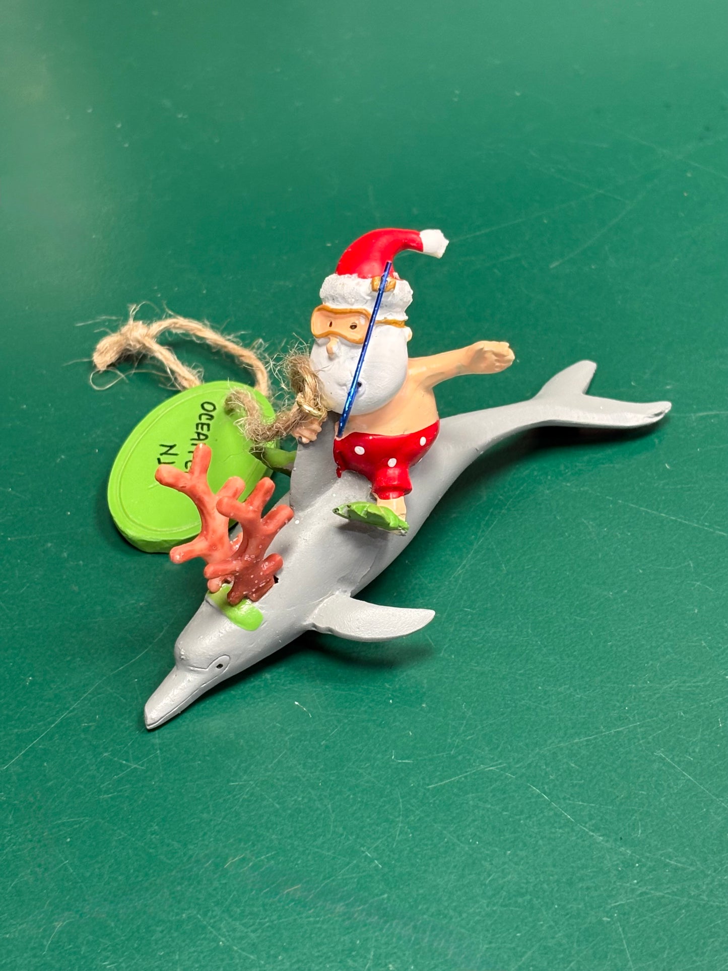 Santa Riding Dolphin Ornament