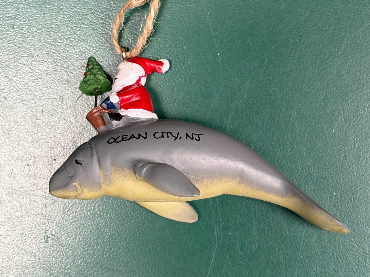 Santa Riding Manatee Ornament