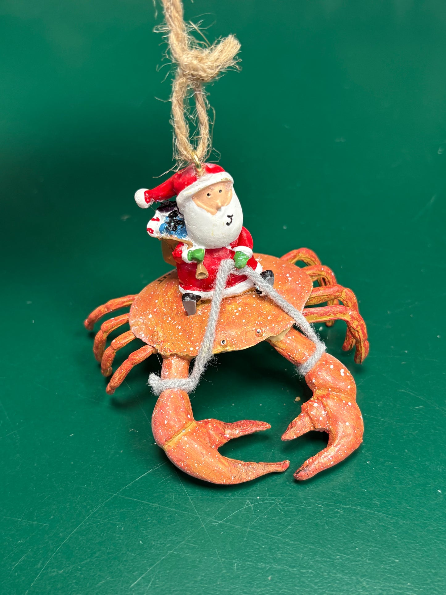 Santa On a Crab Ornament