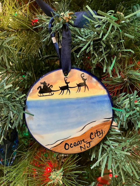 Santa Skyline Beach OC Ornament
