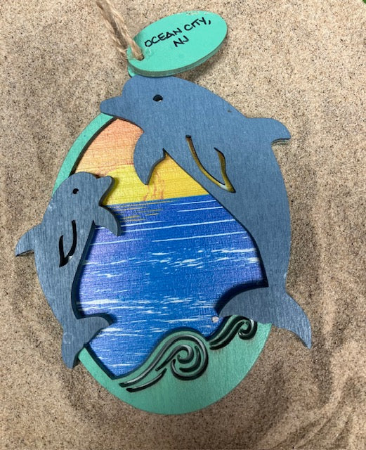 Laser Cut Wood Dolphin Ornament