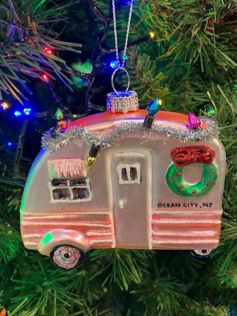 Ocean City Pink Camper Ornament