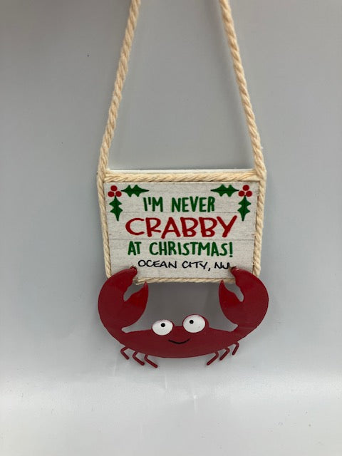 Never Crabby At Christmas Ornament