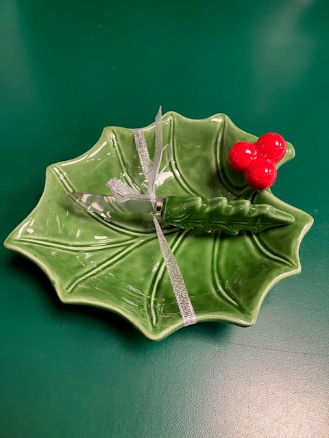 Holly Dish w/ Spreader