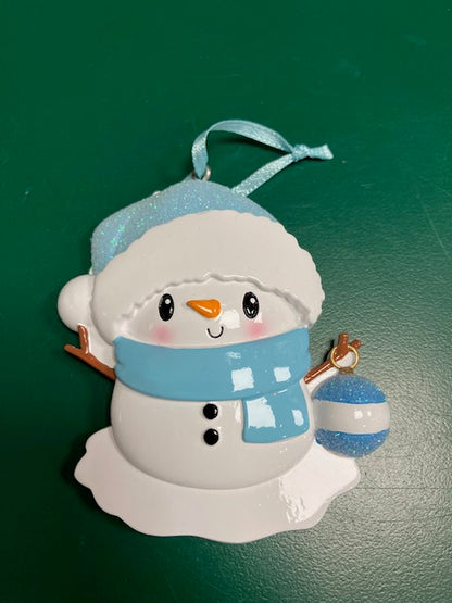 Baby Snowman Blue Ornament