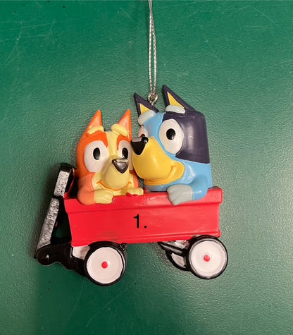 Bluey and Bingo in Wagon Ornament